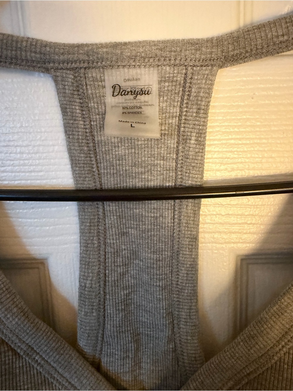 Danskin Gray Ribbed V-Neck Racerback Tank - Picture 4 of 4